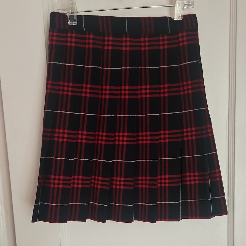 French Toast Red and Black Plaid Mini Skirt